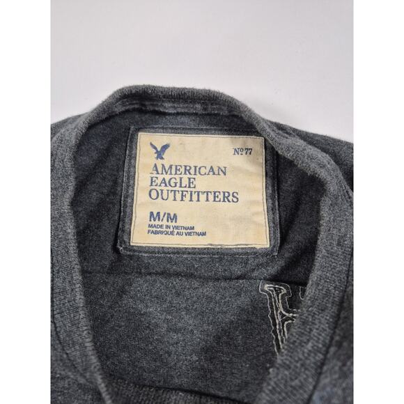 Vintage American Eagle Shirt Mens med Gray Y2K Crew Neck Embroidered School - Picture 3 of 4